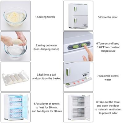 46L Hot UV Sterilizer Towel Warmer Cabinet Heated Nail Salon Spa Facial Dual 4 Rack