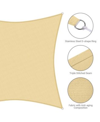 16x16 Ft 97% UV Block Square Sun Shade Sail Canopy Outdoor Patio Yard Poolside