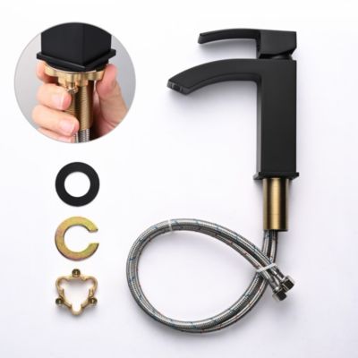 Aquaterior Modern 1 Hole Bathroom Faucet Vanity Sink Basin Single Handle DIY Hotel Matt Black