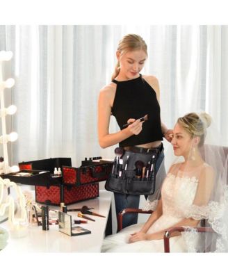 2in1 Foldable Brush Holder Waist Zipper Bag Professional Multi Portable Cosmetic Makeup Pouch with Belt Strap