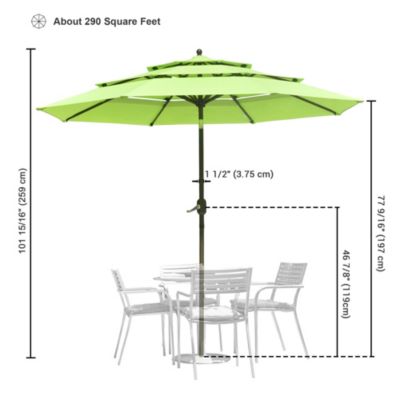 10 Ft 3 Tier Patio Umbrella with Crank Handle Push to Tilt  Yard Outdoor