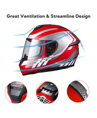 RUN-F3 Full Face Motorcycle Helmet DOT Approved Street Bike Removable Liner S