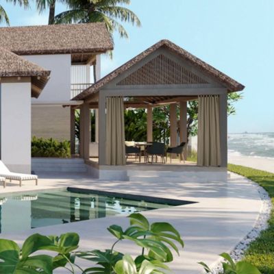 54"x120" Outdoor Curtain Panel Tab Top UV30+ Porch Pergola Backyard 2 Piece