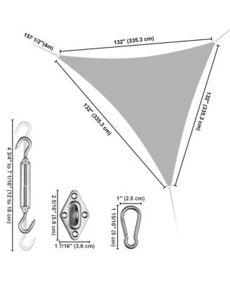 11 Ft Triangle Sun Shade Sail with Hardware Kit 97% UV Block Top Canopy Outdoor