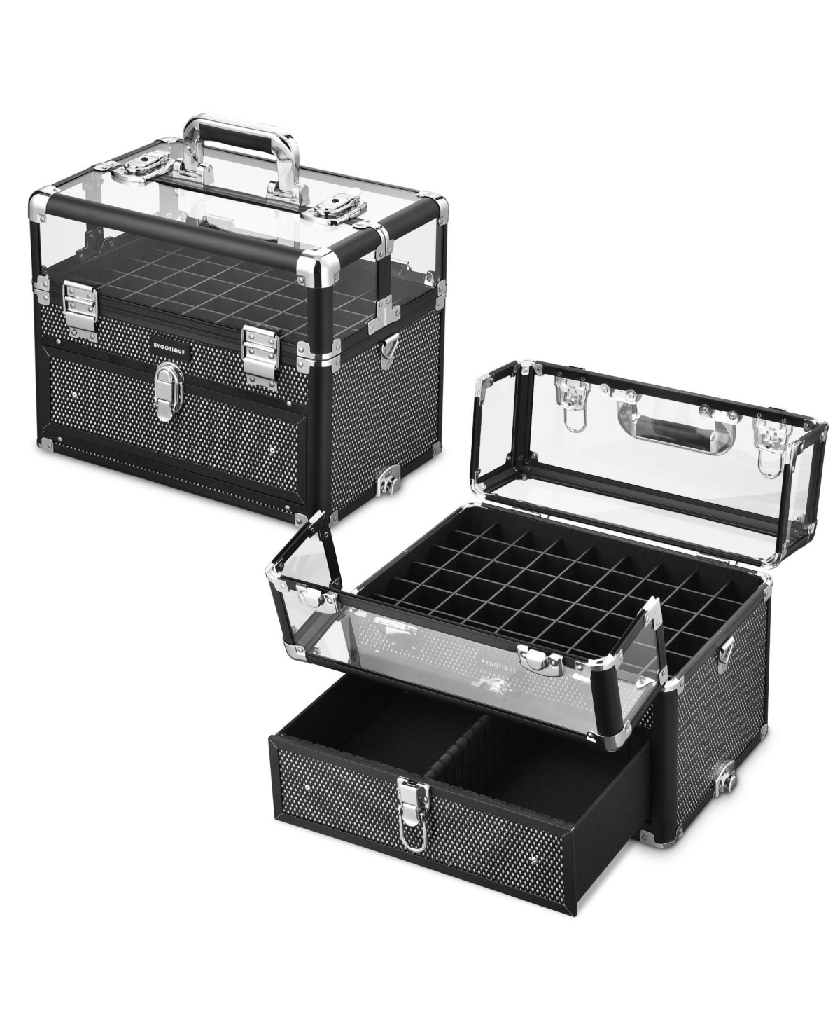 Byootique 2in1 Nail Polish Organizer Rolling Makeup Train Case Manicure