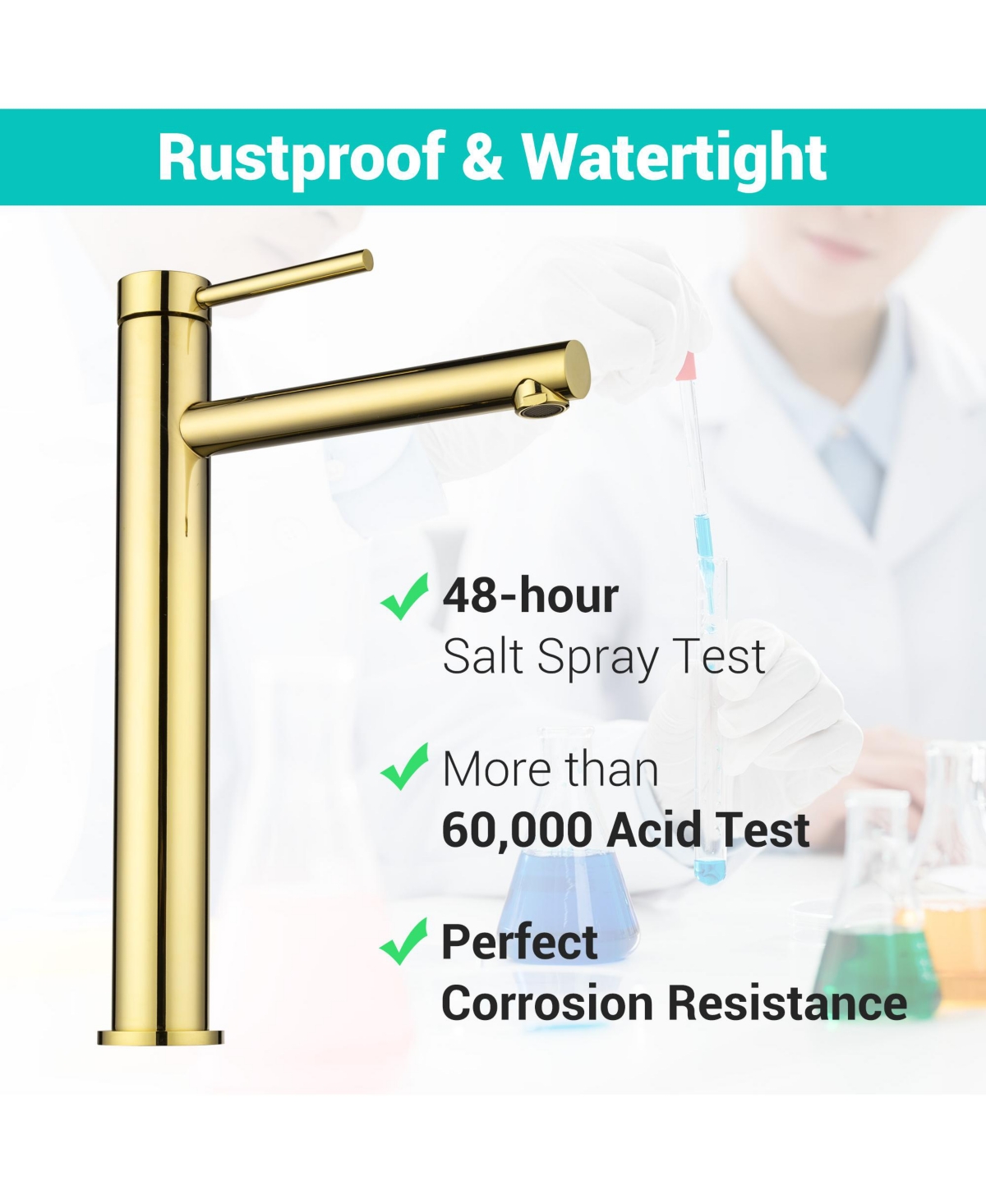 Aquaterior Gold Bathroom Vessel Sink Faucet Single Handle/Hole 8