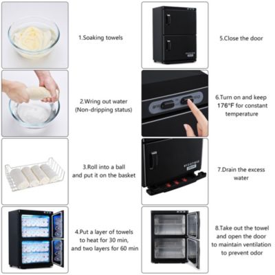 46L 2in1 Dual Cabinet Towel Warmer UV Sterilizer with 4 Racks for Salon Hotel