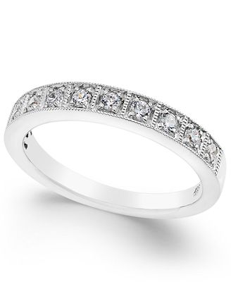 Diamond Milgrain Band (1 4 Ct. T.w.) In 14k White Gold - Rings 