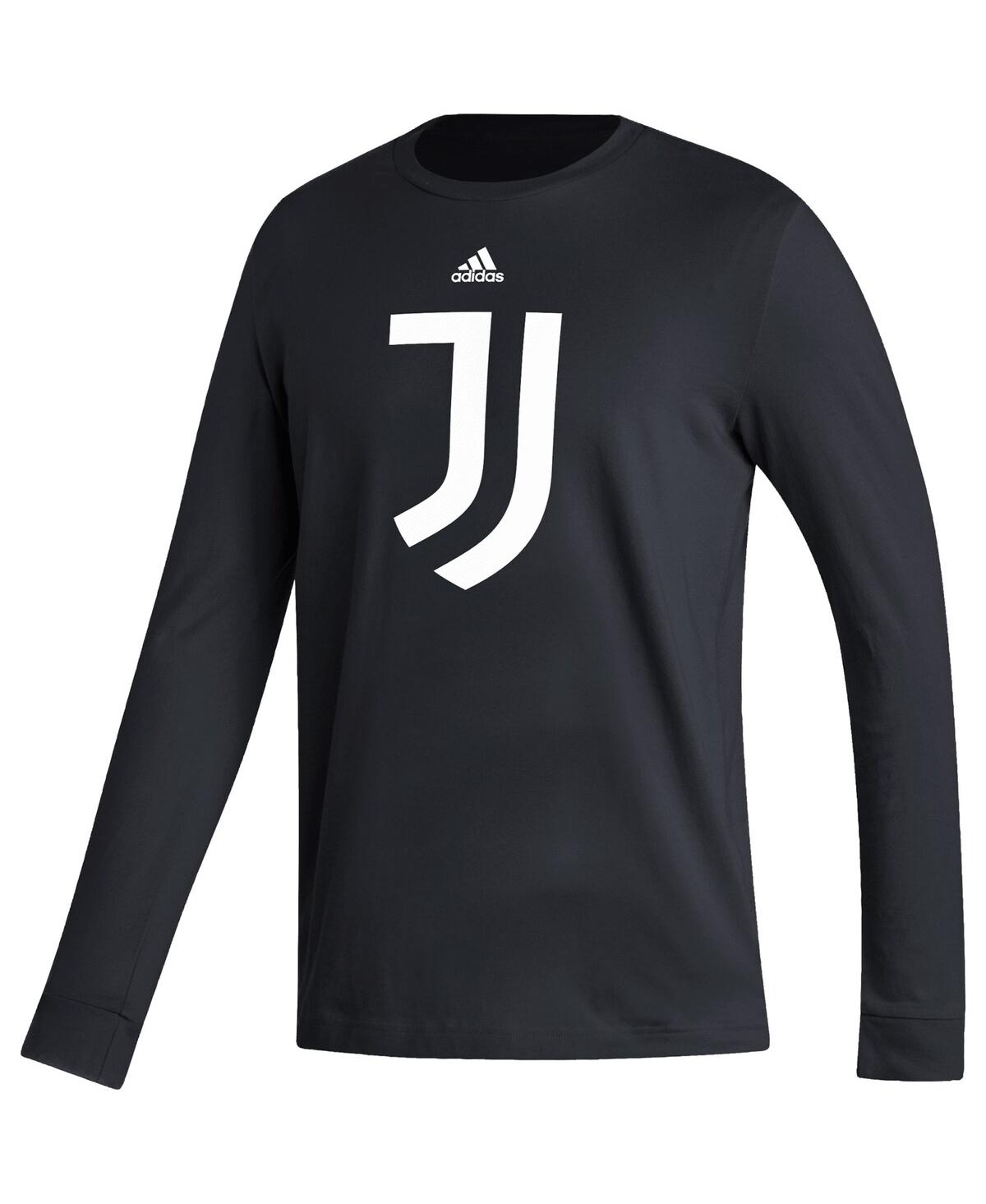 Adidas Men'sJuventus Vertical Wordmark Long Sleeve T-Shirt - Black