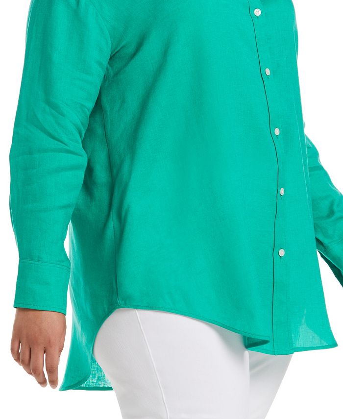Rafaella Plus Size Easy Linen Long Sleeve Button-Down Shirt - Macy's