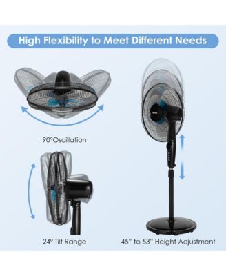 16'' Adjustable Oscillating Pedestal Fan Dual Blades w/Remote Control