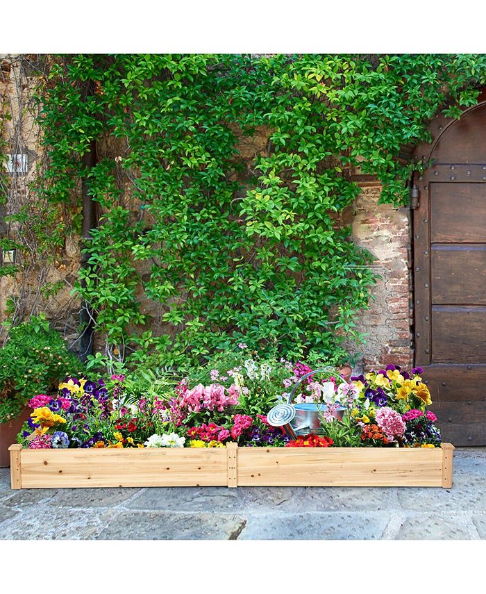 Costway Wooden Vegetable Raised Garden Bed Backyard Patio Grow Flowers Planter Macy's