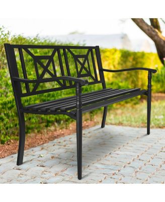Patio Garden Bench with Powder Coated Steel Frame