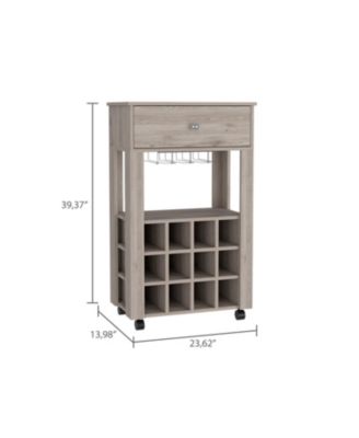 Ace Bar Cart, Twelve Built-in Wine Rack, Casters, Drawer