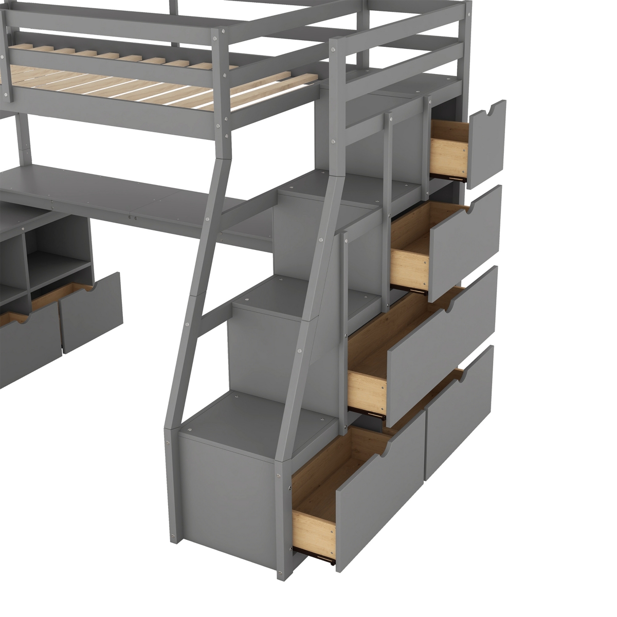 Simplie Fun Twin Size Loft Bed With With 7 Drawers 2 Shelves And Desk