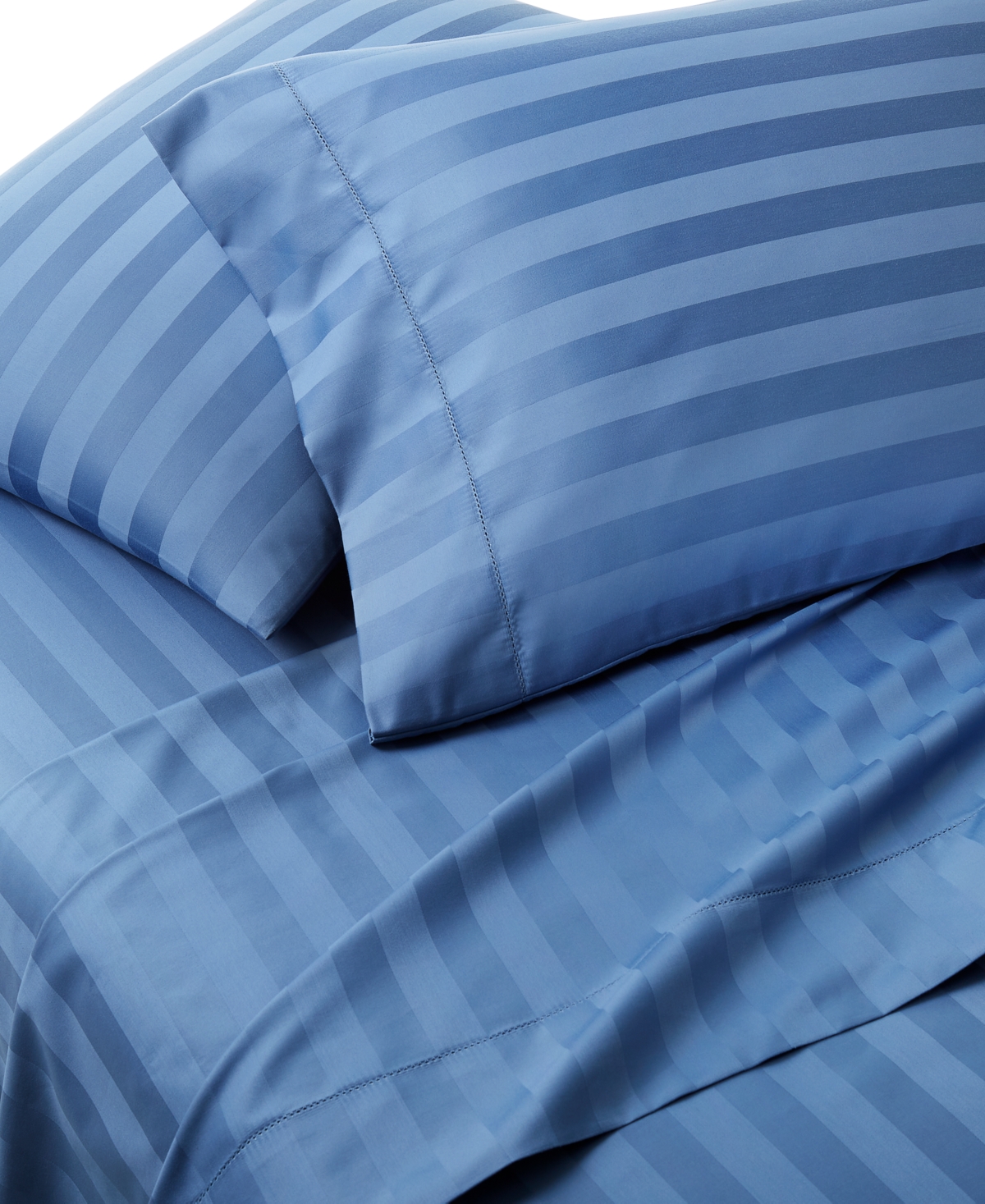 Charter Club 1.5" Stripe 550 Thread Count 100% Cotton 3-pc. Sheet Set, Twin, Exclusively At Macy's In Blue
