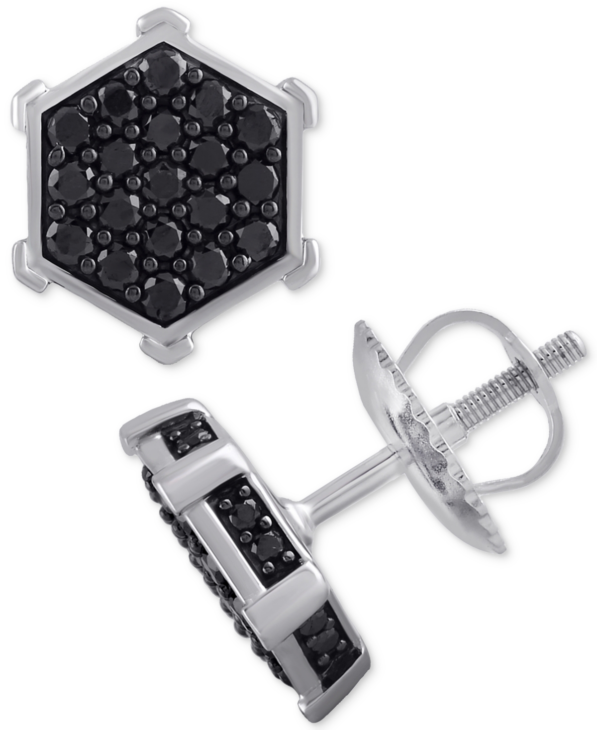 Macy's black diamond studs deals