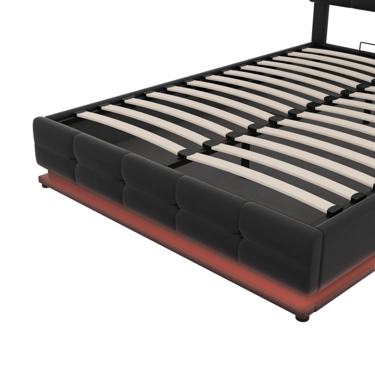 Streamdale Furniture Full Size Tufted Upholstered Platform Bed With Hydraulic Storage System, Pu Storage Bed