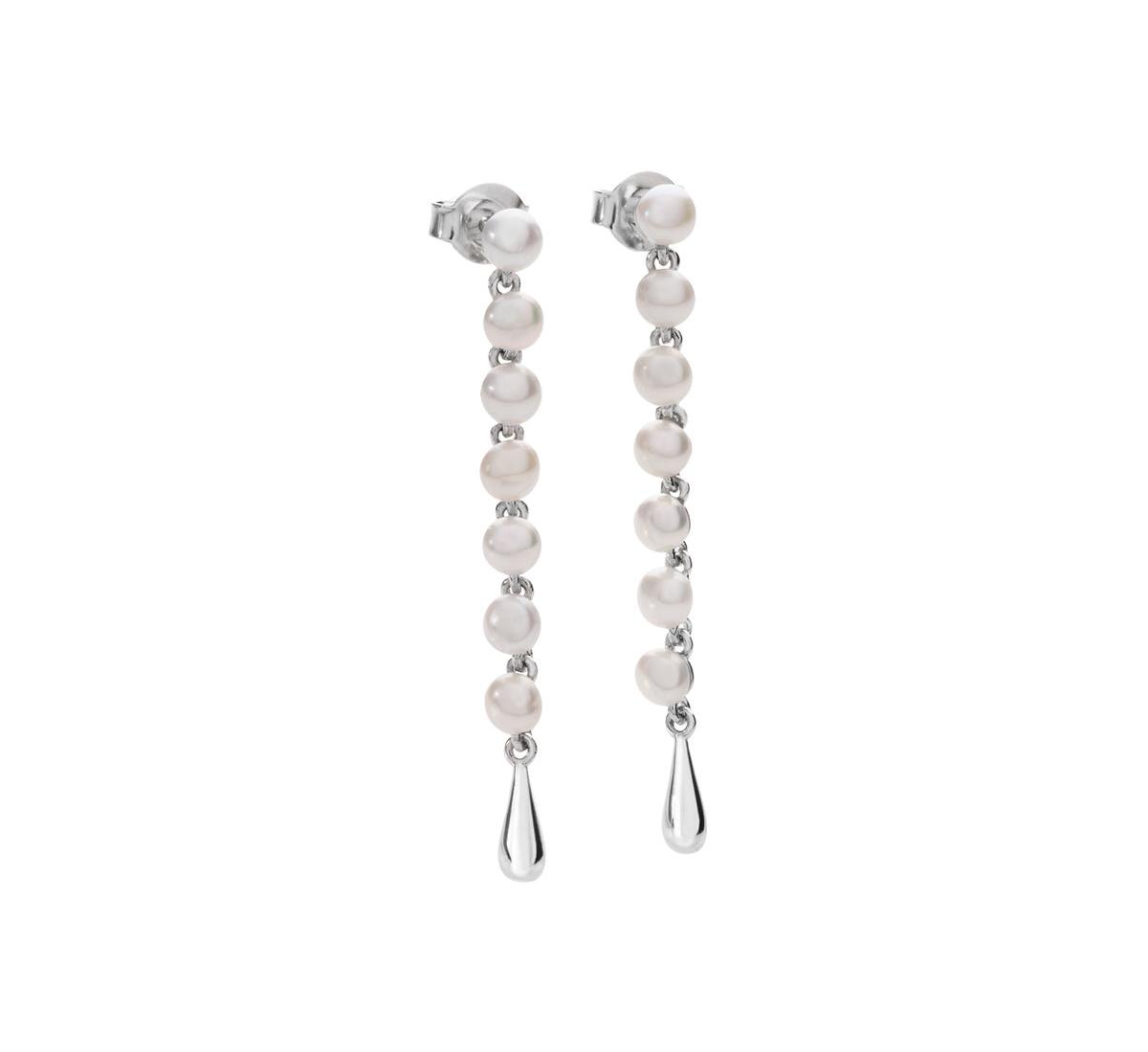 Royal Pearl Drop Earrings - Silver