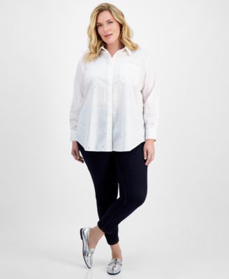 Plus Size Embellished Cotton Shirt Skinny Leg Denim Jeans Created for Macy s