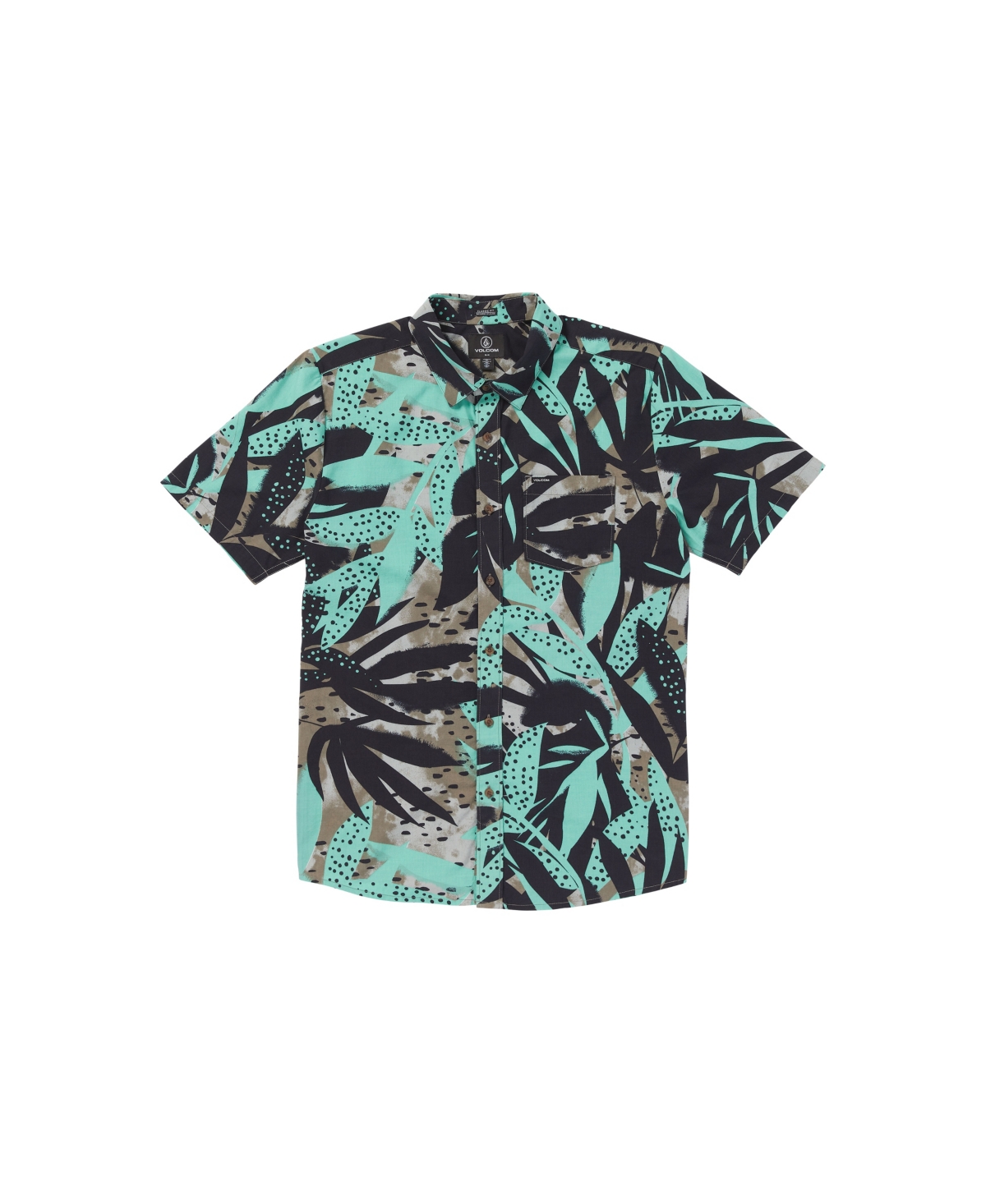 Waterside Floral Short Sleeve Shirt - Dusty Aqua