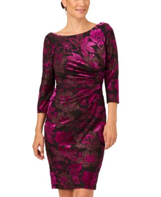 Adrianna Papell - Women's Metallic Velvet Cowl-Back Dress