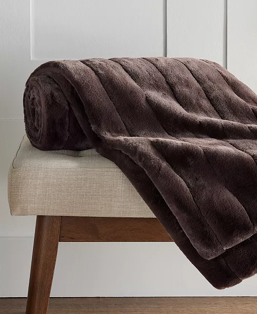 Hotel Collection Channeled Faux Fur Throw, 50" x 60"