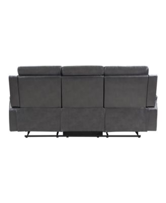 White Label Wallstone 82" Double Reclining Sofa with Drop-Down Cup Holder