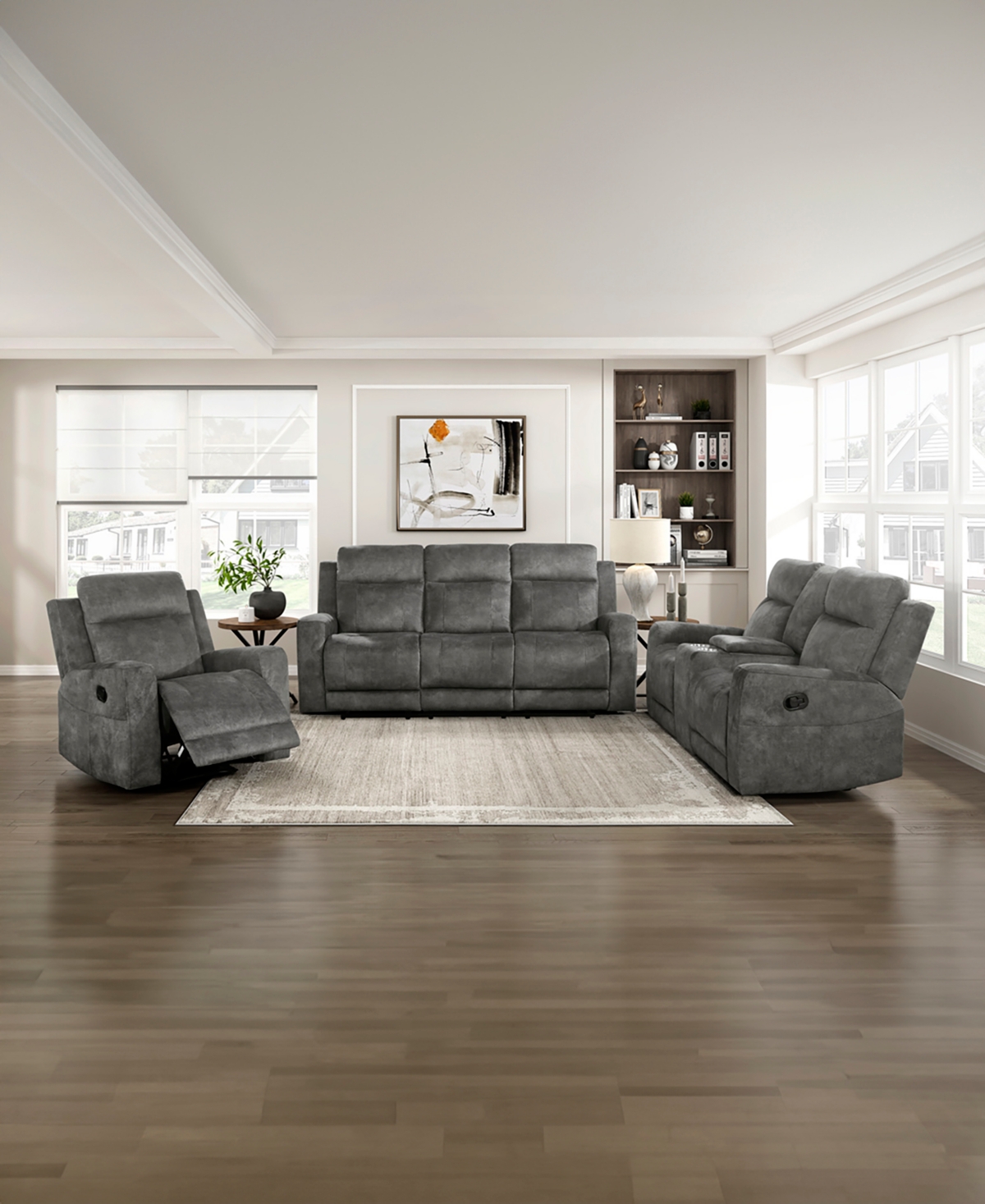Shop Homelegance White Label Pagosa 71" Double Reclining Love Seat With Center Console In Brownish Gray