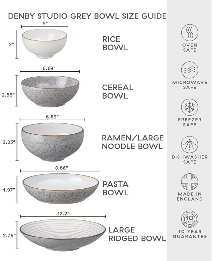Denby Grey Stoneware Rice Bowls – Set Of 4, Handcrafted In England - View #9