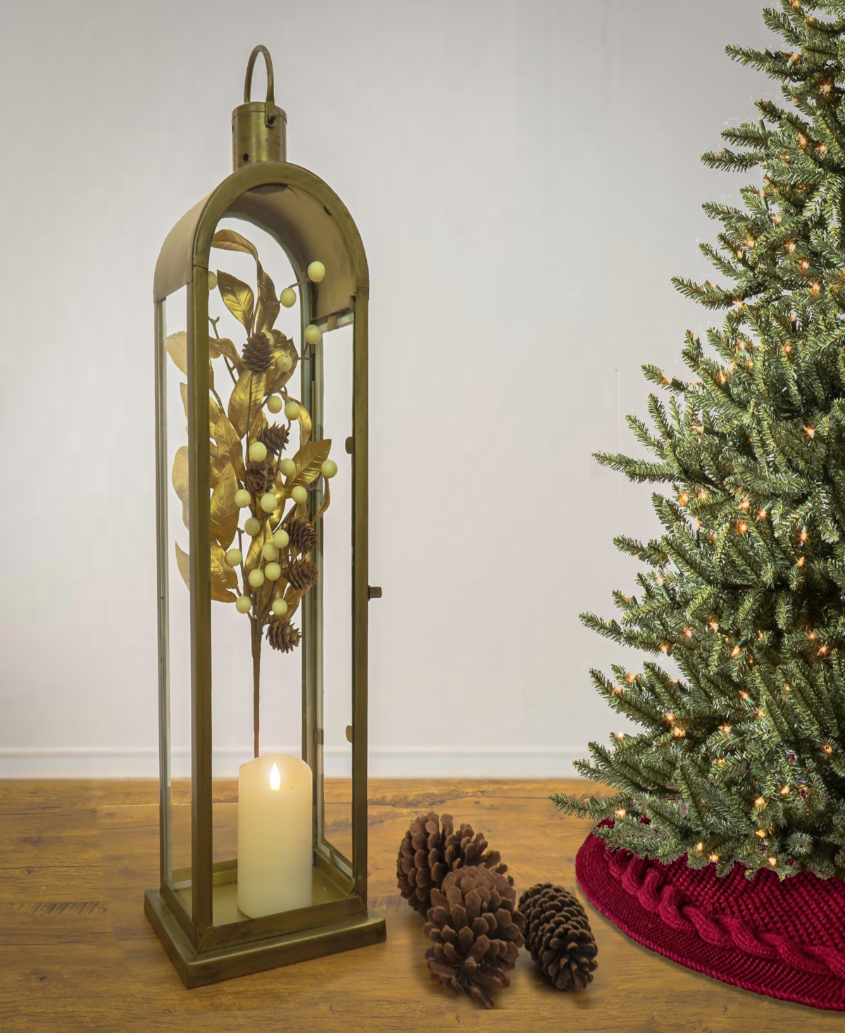 National Tree Company Hgtv Home Collection Antique Bronze Arched Lantern, Large In Bronze