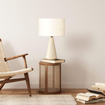 Nathaniel 20" Cement LED Table Lamp with Cream Drum Shade