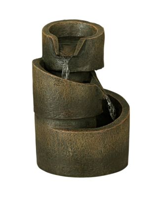 3-Tier 9 3/4" High Small Zen Modern Indoor Outdoor Decor Bronze Stone Tabletop Fountain Outside Garden Patio