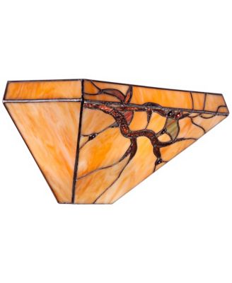 Budding Branch Vintage Wall Light Sconces Set of 2 Copper Amber Art Glass Hardwire 14" Fixture for Bedroom Bathroom Vanity House