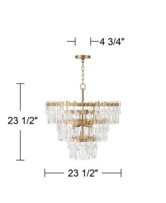 Luxum Burnished Brass Chandelier 23 1/2" Wide Modern Tiered Crystal 8-Light Fixture for Dining Room House Foyer Kitchen Island