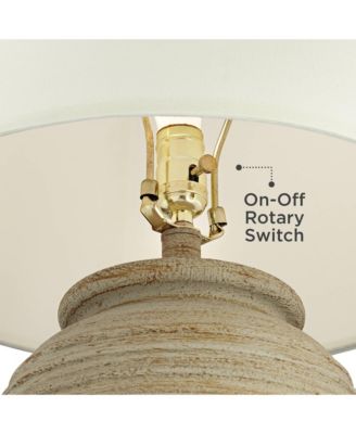 Austin Rustic Table Lamp 28" Tall Sand Toned Cream Linen Drum Shade for Bedroom Living Room Bedside Nightstand Office Kids Family Home