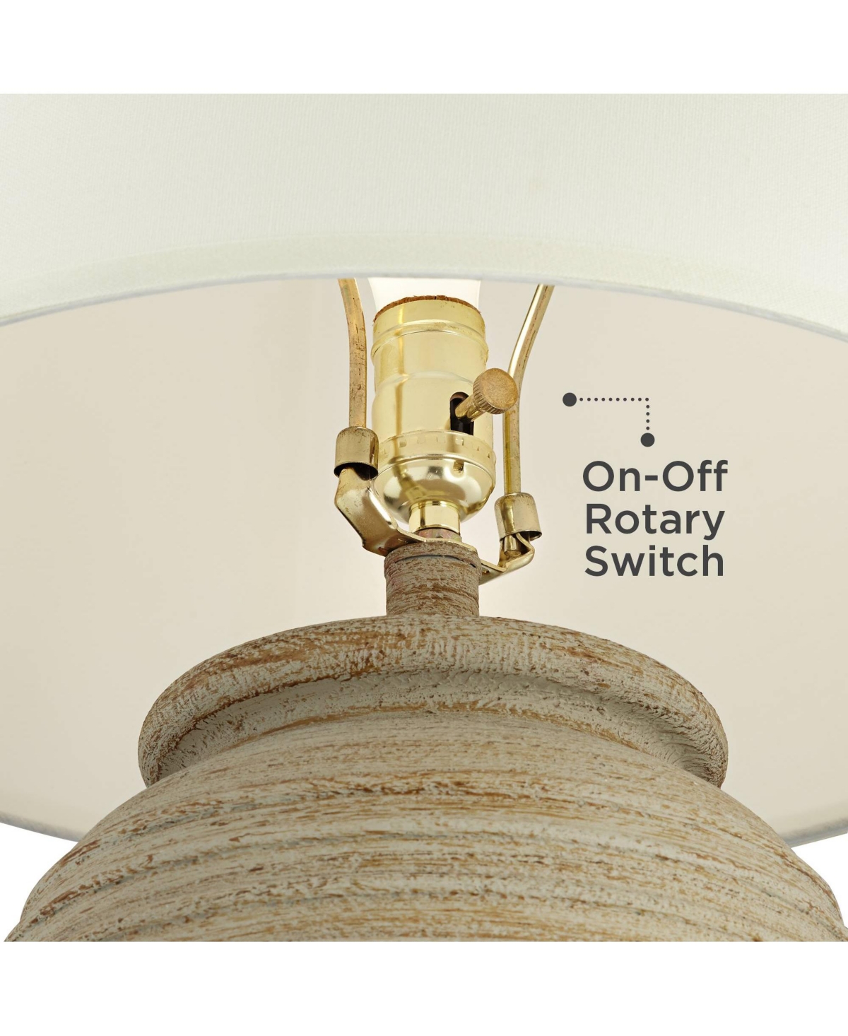 Austin Country Cottage Southwest Style Jug-Shaped Table Lamp Tall Sand Tone Desert Ridged Cream Linen Drum Shade for Living Room Bedroom House Bed