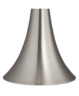 Gerson Modern Table Lamps 24" High Set of 2 Brushed Nickel with Dimmers LED White Drum Shade for Bedroom Living Room Bedside Nightstand