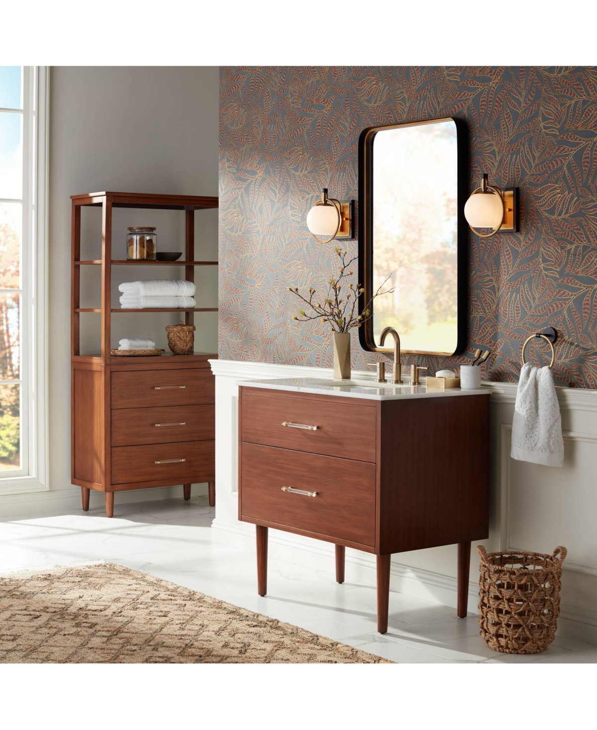 Carlyn Modern Art Deco Wall Light Sconce Warm Brass Black Hardwired 9 1/2