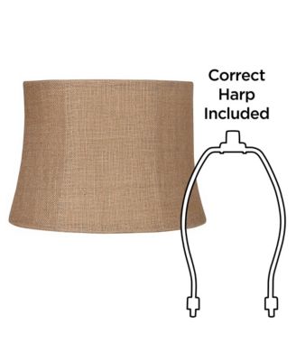Natural Burlap Medium Drum Lamp Shade 12" Top x 14" Bottom x 10" High (Spider) Replacement with Harp and Finial