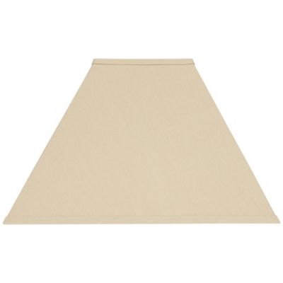 Beige Linen Medium Square Lamp Shade 6" Top x 16" Bottom x 12" Slant x 10" High (Spider) Replacement with Harp and Finial
