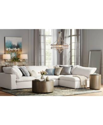 Soft Silver Chandelier 24" Wide Crystal Glass 4-Light Fixture for Dining Room House Kitchen Bedroom