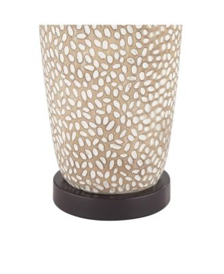 Anna 27 1/4" Tall Modern Coastal Table Lamps Set of 2 Beige Pebbled White Shade Living Room Bedroom Bedside