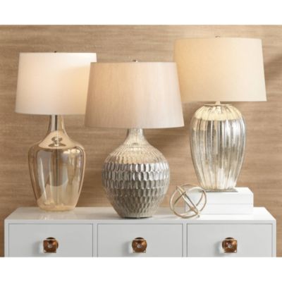 Ania 31" Tall Jar Large Modern End Table Lamp Champagne Glass Single Off-White Shade Living Room Bedroom