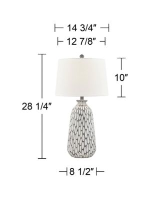 Carlton Modern Table Lamps 28 1/4" Tall Set of 2 Gray Wash Off White Fabric Drum Shade for Bedroom Living Room Bedside Nightstand Office