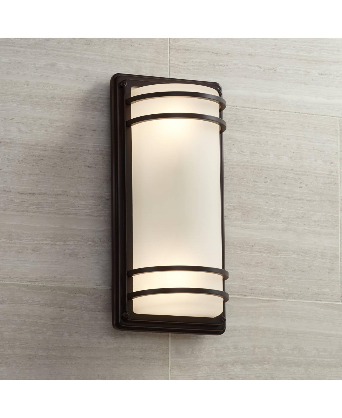 Habitat Modern Industrial Outdoor Wall Light Fixture Rubbed Bronze Steel Opal Etched Glass for Exterior House Porch Patio Outside Deck Garage Yard