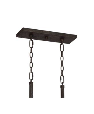 Eldrige Bronze Wood Finish Pot Rack Linear Pendant Chandelier Lighting 36 1/2" Wide Rustic Farmhouse Clear Seed Glass 4-Light Fixture Kitchen Island Dining Room House