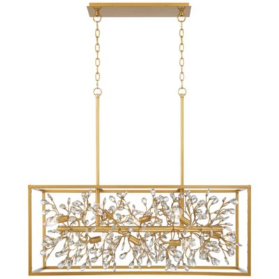 Possini Euro Carrine 38.5" Gold Linear Chandelier, 8-Light Modern Fixture with Clear Crystal Accents for Dining Room, Kitchen, Foyer & High Ceilings