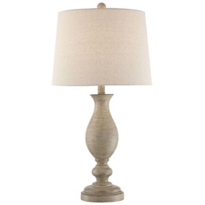 Serena Country Cottage Table Lamps 27 1/2" Tall Set of 2 Beige Gray Oatmeal Fabric Drum Shade for Bedroom Living Room Bedside Nightstand