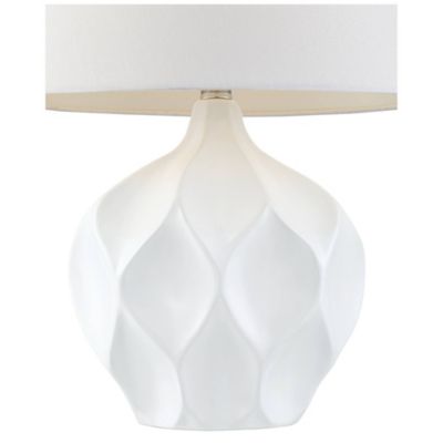 Dobbs Modern Mid Century Accent Table Lamp 22 1/2" High White Glaze Geometric Ceramic Oval Shade for Bedroom Living Room Bedside Office